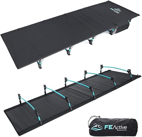 FE Active Catre plegable para campamento, ligera, compacta y portátil, cómodos catres de dormir para adultos y niños, cuna de campamento para