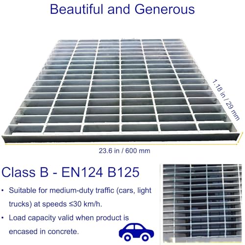 Image of Galvanized Steel Drain Grate, Driveway Channel Cover 24x24 in