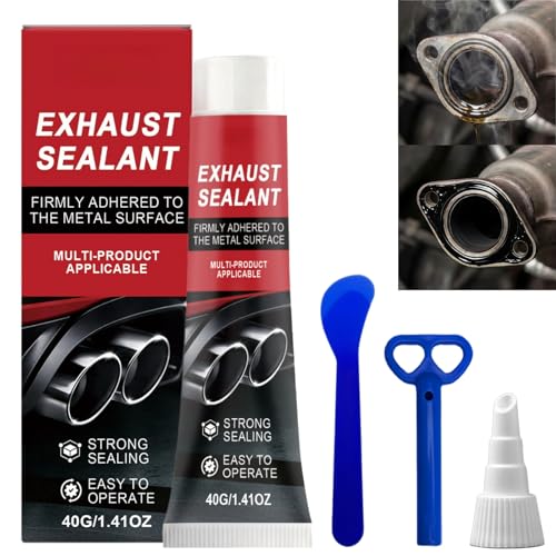 40g Exhaust Paste Sealer&Sealant Kit High Temperature Silicone Sealant for Car and Motorbike Exhaust Repair Heat-Resistant Waterproof Fast-Acting Metal Filler for Steel Pipes Easy to Use Odorless