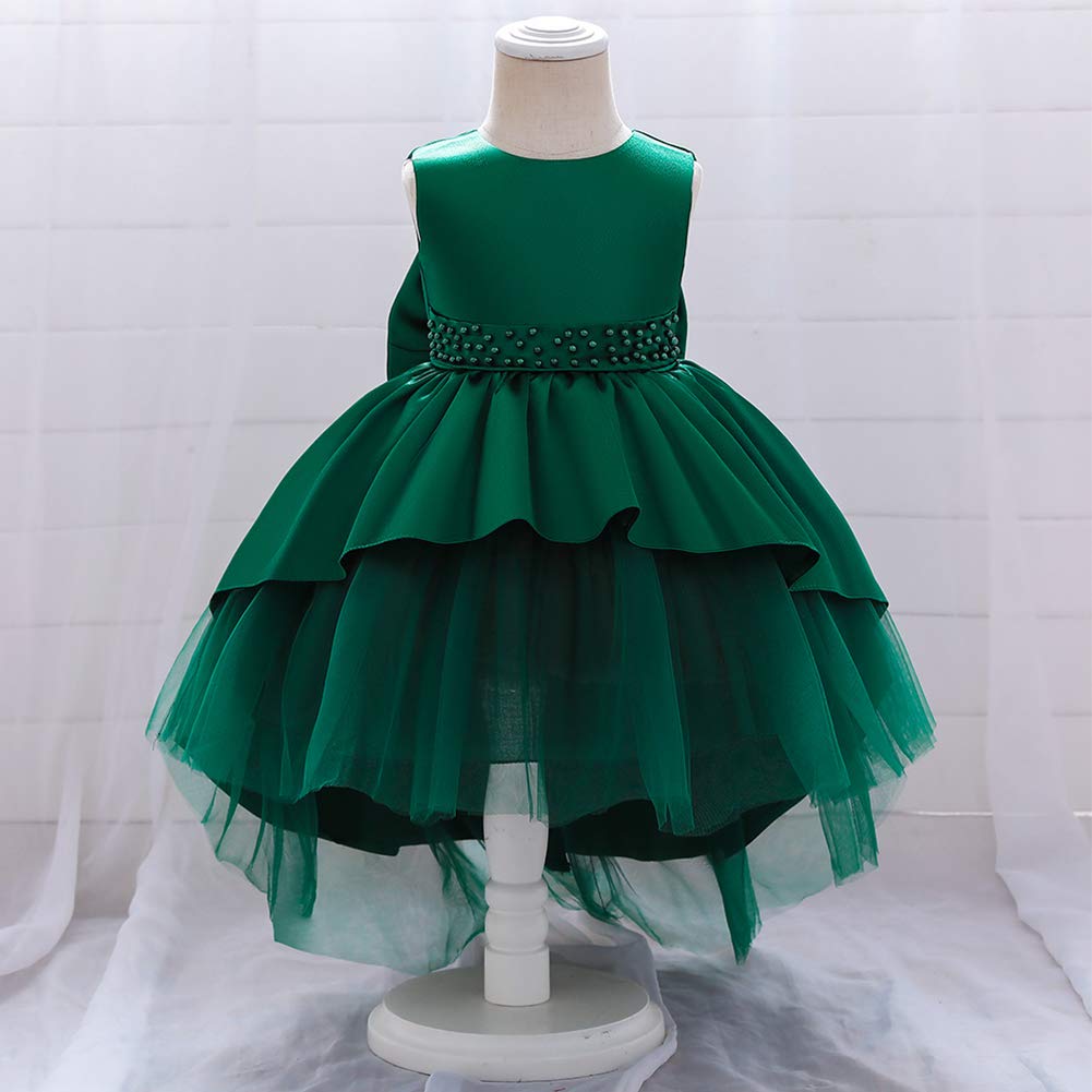 IBAKOM Bambino Ragazze Piccoli Bambini Elegante Senza Maniche scollo a V Bowknot Raso Formale Festa Matrimonio Damigella d'onore Comunione Battesimo Principessa Abito da Sfera