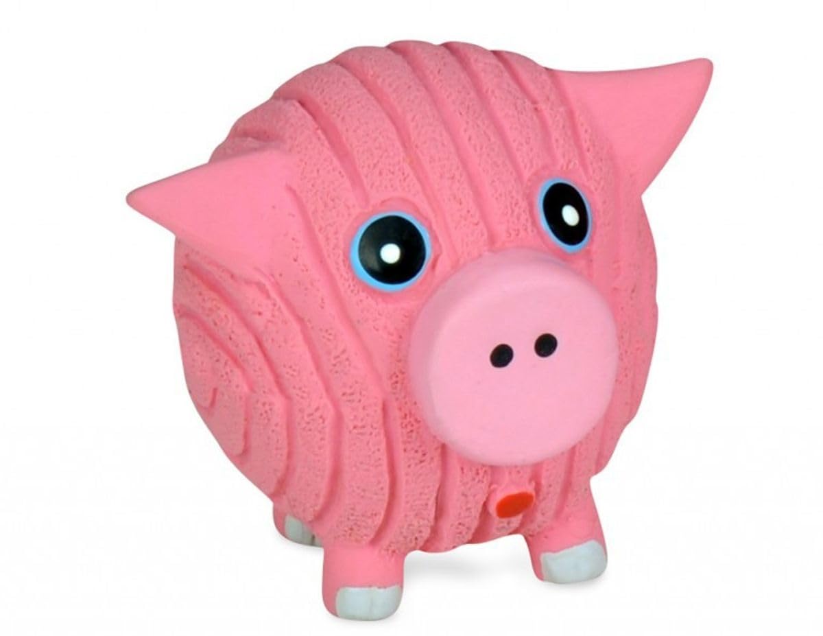 Ruff-Tex Latex Ball Dog Toy - Dog Toys Rubber, Puppy Toys, Puppy Essentials, Heavy Duty Squeaky Ball for Small, Medium & Large Dogs, All Breeds - Hamlet Pig, Large