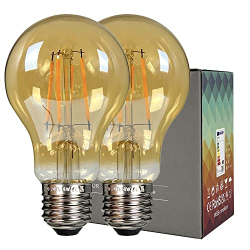 Tianfan 2-Pack Led Bulbs A60 Edison Bulb 4W 2700Kelvin Warm White Vintage Decorative Light Bulbs (Golden) - Image 2