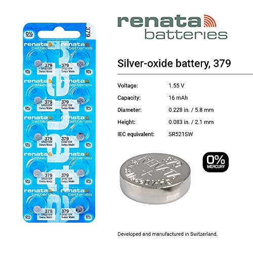 Renata Baterías 379 Silver Oxide para Relojes 5 Pack miniatura 2
