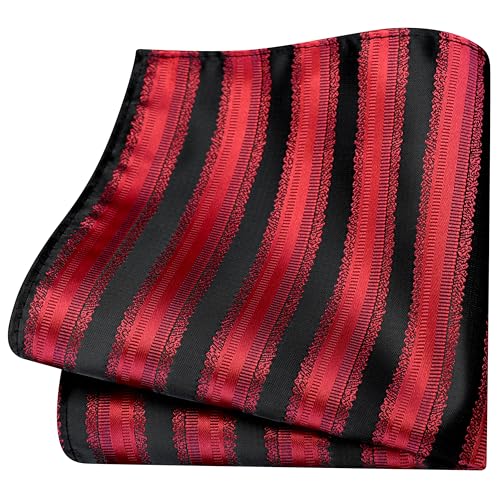 Image of GUSLESON 3.15 inch(8cm) Mens Stripe Tie and Lapel Pin Necktie Hankerchief Cufflinks Set for Men