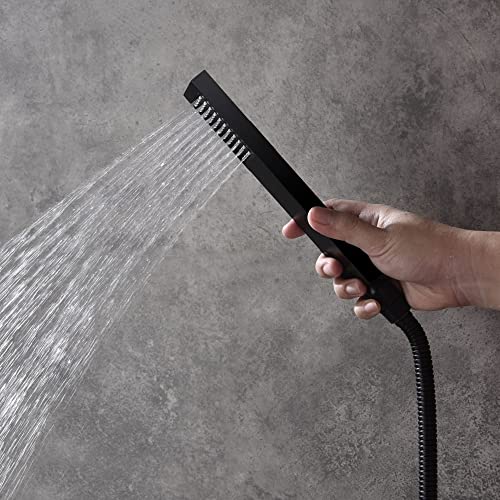 Cascada 12” Square Shower System (Wall Mounted) con Manejo Monocomando y Knob cuadrado, 2 Funciones (Lluvia y Ducha de mano) Acero Inoxidable Pulido miniatura 3