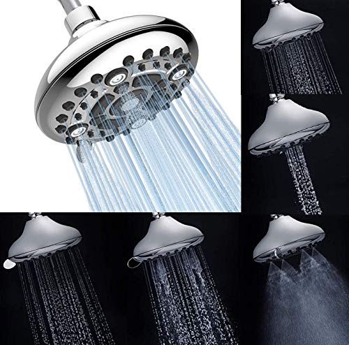 Image of Gurin ABS Multi-function Overhead Rain Shower Head for Bathroom High Pressure Showerhead with Adjustable Angles, Anti-Clogging Silicone Nozzles
