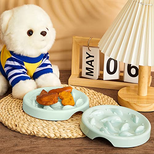 2 Pcs Cat Slow Feeder Bowl Pet Feeder Wet Food Slow Feed Raised Dish Healthy Eating Diet Fun Interactive Feeding Bowls For Cats And Dogs Dishwasher Safe, Fish Pool Design (Green, Small) #TOP6