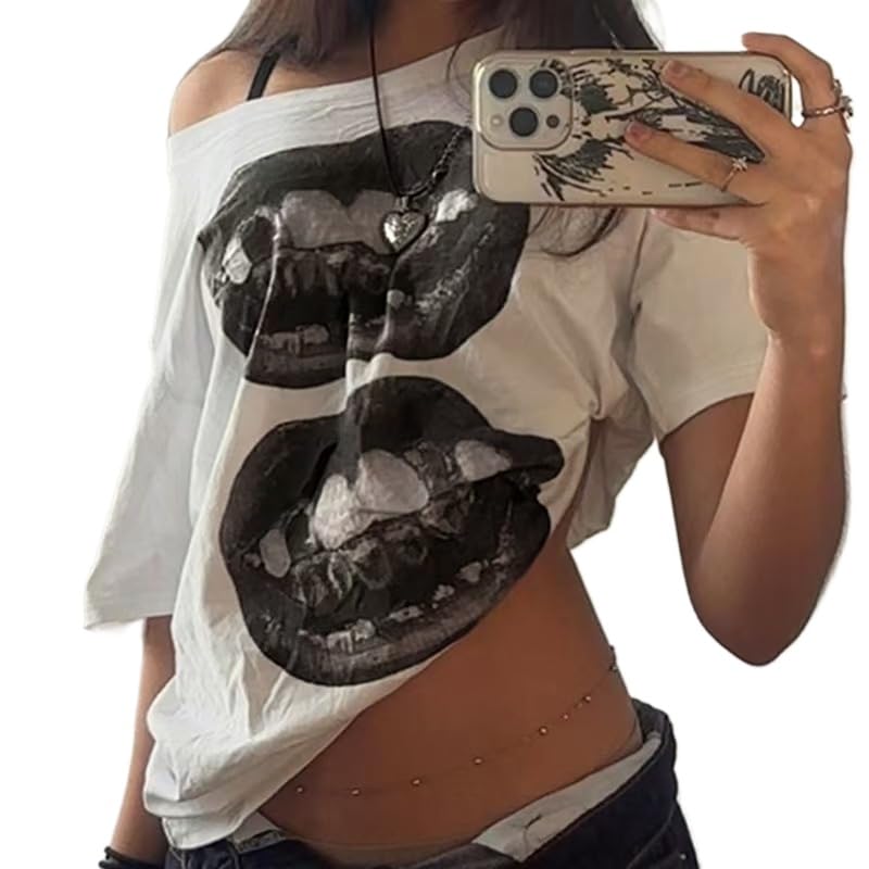 Punk Y2K Baby Short Sleeve Top Gothic Street T-Shirt Women's Leisure Basic T-Shirt Women'…