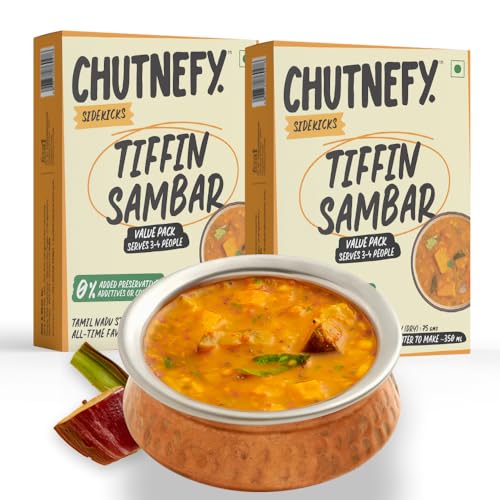 Image of Chutnefy - 5-Second Instant Classic Breakfast Combo Chutney - Pack of 4 - Each Pack Serves (5-6) | Coconut & Tiffin Sambar | Home Style Delicious & Ready-to-Eat Chutneys