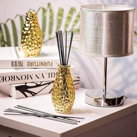 8 Ounce Pebble Grain Glass Diffuser Bottles Set of 6 (Gold) Cover