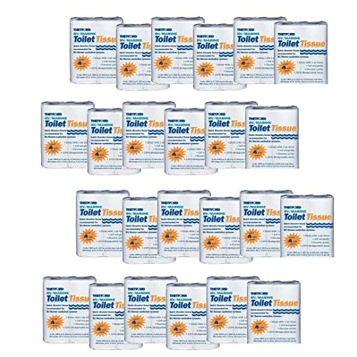 Thetford 20804 RV/Marine Toilet Tissue, Single Ply, (Bundle of 24 Packs, totaling 96 Rolls)