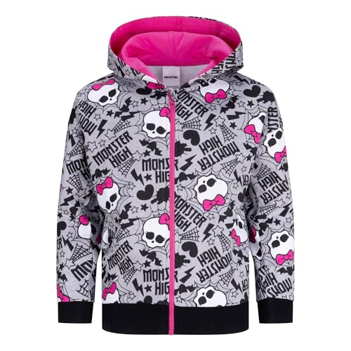 Mattel Monster High Sudadera con Capucha y Cremallera para Niñas, 7 8 Años: 128cm, Gris