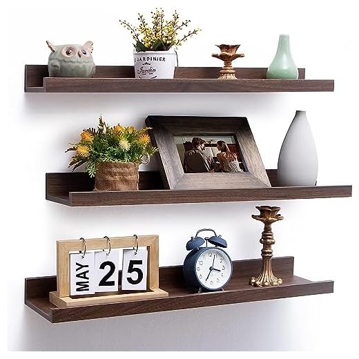 Streem Sheesham Wood Floating Shelves, Wall Shelves Set of 3, Picture Shelf Photo Ledge Shelves for Bathroom Kitchen and Bedroom,Livingroom & Office (23 inch, Walnut)