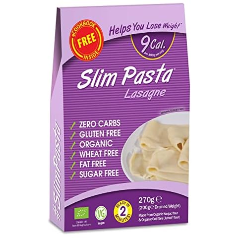 Eat Water Slim Pasta Lasagne Zero Carbohydrate 5 Pack * 270 Grams | Made from Gluten Free Organic Konjac Flour | Keto Paleo Diet and Vegan | Low Calorie Food Cover