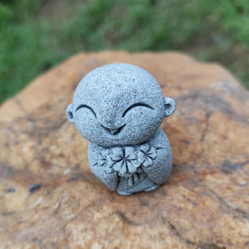 Mini estatua de monje budista japonés de piedra arenisca miniatura 5