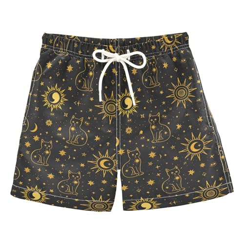 Boys Swim Trunks Quick Dry UPF 50+ Beach Board Shorts Kids Bathing Suits Swimsuit 2T Golden Edged Cat