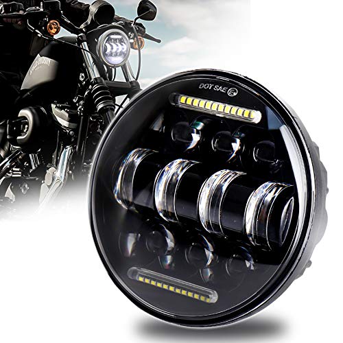 Faro a LED da 14,6 cm con DRL bianco, per Harley Davidson Sportster, Iron 883, Dyna, Indian Scout