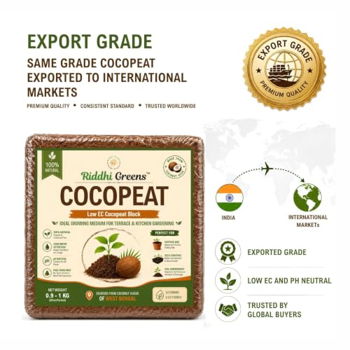 Image of Cocopeat 1Kg Block | Export Grade Cocopeat | Low EC, No Mud | Expands Upto 15L