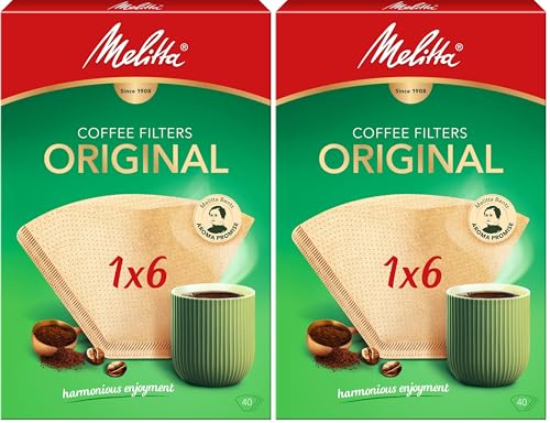 Melitta, 40 Filtres à Café, Taille 1x6, Pour Cafetière à Filtre, Original, Brun 40 filtres (Lot de 2)