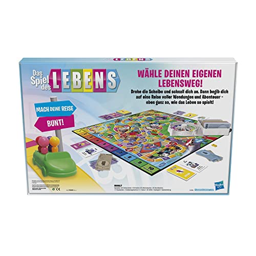 Hasbro Das Spiel des Lebens, Brettspiel für die ganze Familie für 2 – 4 Spieler, für Kinder ab 8 Jahren, enthält Bunte Stifte – Ansicht 5