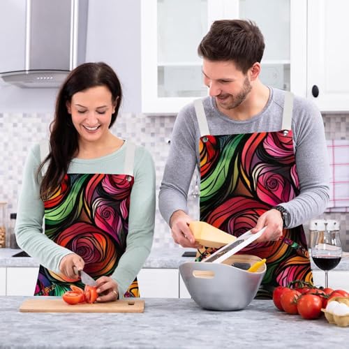 Lot de 2 tabliers de cuisine roses et romantiques pour cuisiner à deux avec style - 6