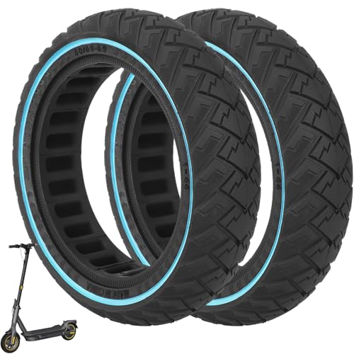 Image of VOLOHAS 60/65-6.9 Replacement Wheels Solid Rubber Tyres 10 Inch Solid Tyres for Ninebot Max G2 G65 Electric Scooter Front/Rear Replacement Tyres Solid Tyres Non-Slip Puncture Proof (Blue, Pack of 2)
