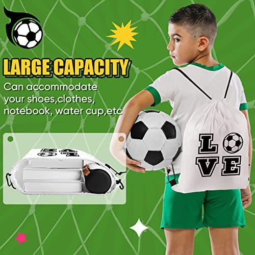 LEIFIDE 24 Pcs 13x17 inch Soccer Gift Bags Ball Drawstring Bag Soccer Party Favors Goodie Packets Birthday Party Supplies Backpack Sack for Gym Sport3