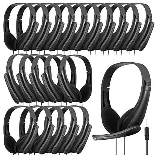 Yunsailing 20 Pack Bulk Classroom Headphones with Mic Students, Black