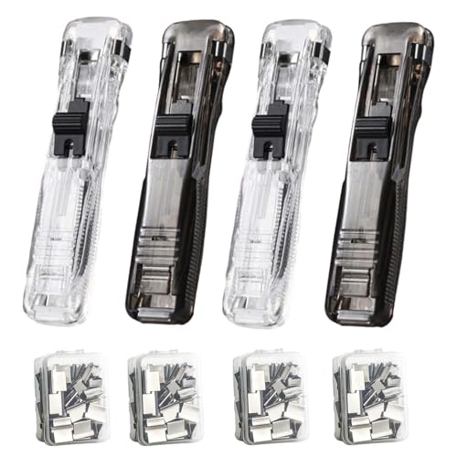 Portable Binder Clip Stapler, Includes 100 Reusable Binder Clips, Mini