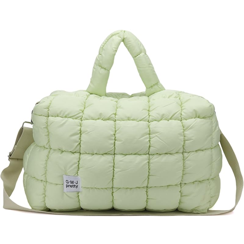 Puffer Shoulder Bag for Women Quilted Tote with Top Handle and Adjustable Crossbody Strap Large Capacity