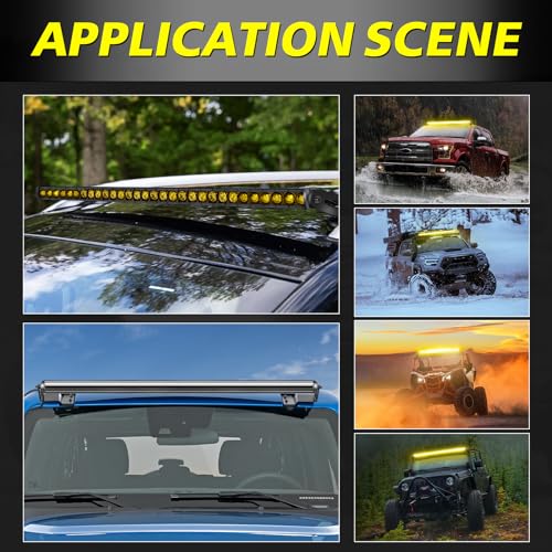 Image of 40 Inch Amber Single Row LED Light Bar w /Wiring Kit & Cover