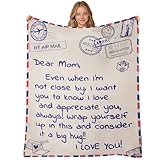 60 x 50 Inches Flannel Blanket for Mom Ultra-Soft Cozy Throw with Heartfelt Message Mother’s Day Birthday from Daughter or Son, Warm Decorative Sofa Blanket