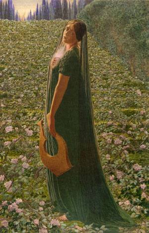 Peinture à l'huile fine Elysian Fields de Carlos Schwabe 30x36 pouces