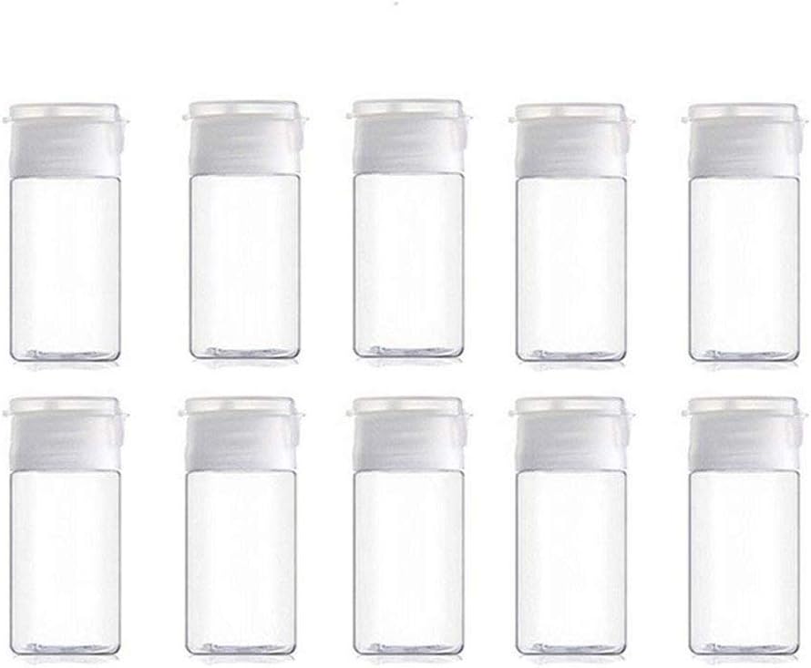 10 Pcs 30 ml/1 oz Empty Plastic Sample Travel Size Plastic Empty Squeeze Bottle Container Jar Pot Vial with Flip Lid Perfect for Emollient Water Shower Gel Emulsion Etc