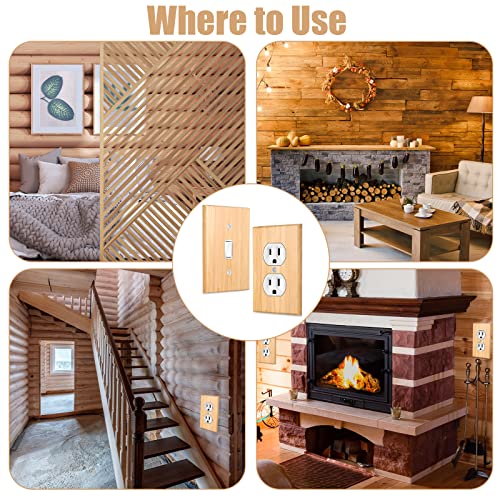 Wesiti 4 Pieces Wood Switch Plate Covers Single Toggle Wood Wallplate With 6 Pieces Screws Duplex Wall Plates For Light Switches Decorative Wood Outlet Covers Wooden Electrical Decor For Kitchen #TOP4