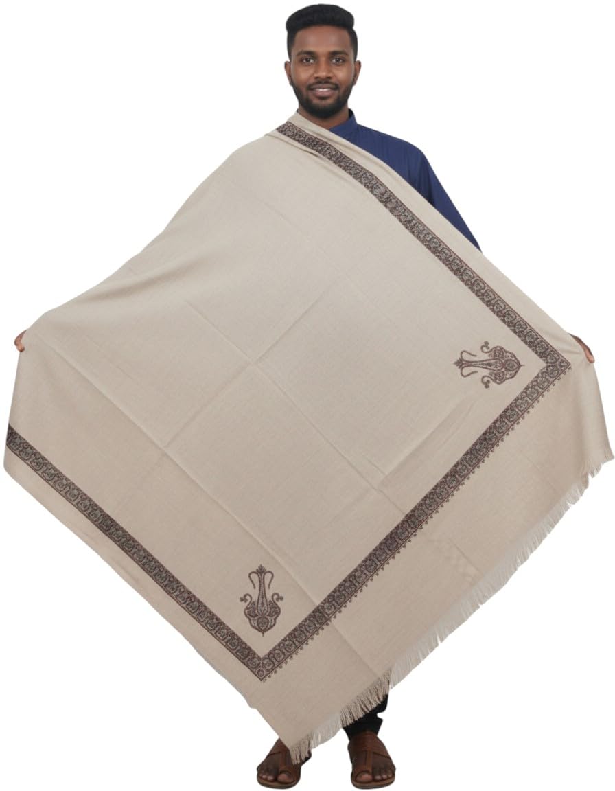 sprha Beige Wool Printed Men's Shawl KA-SWL-28-picture-42