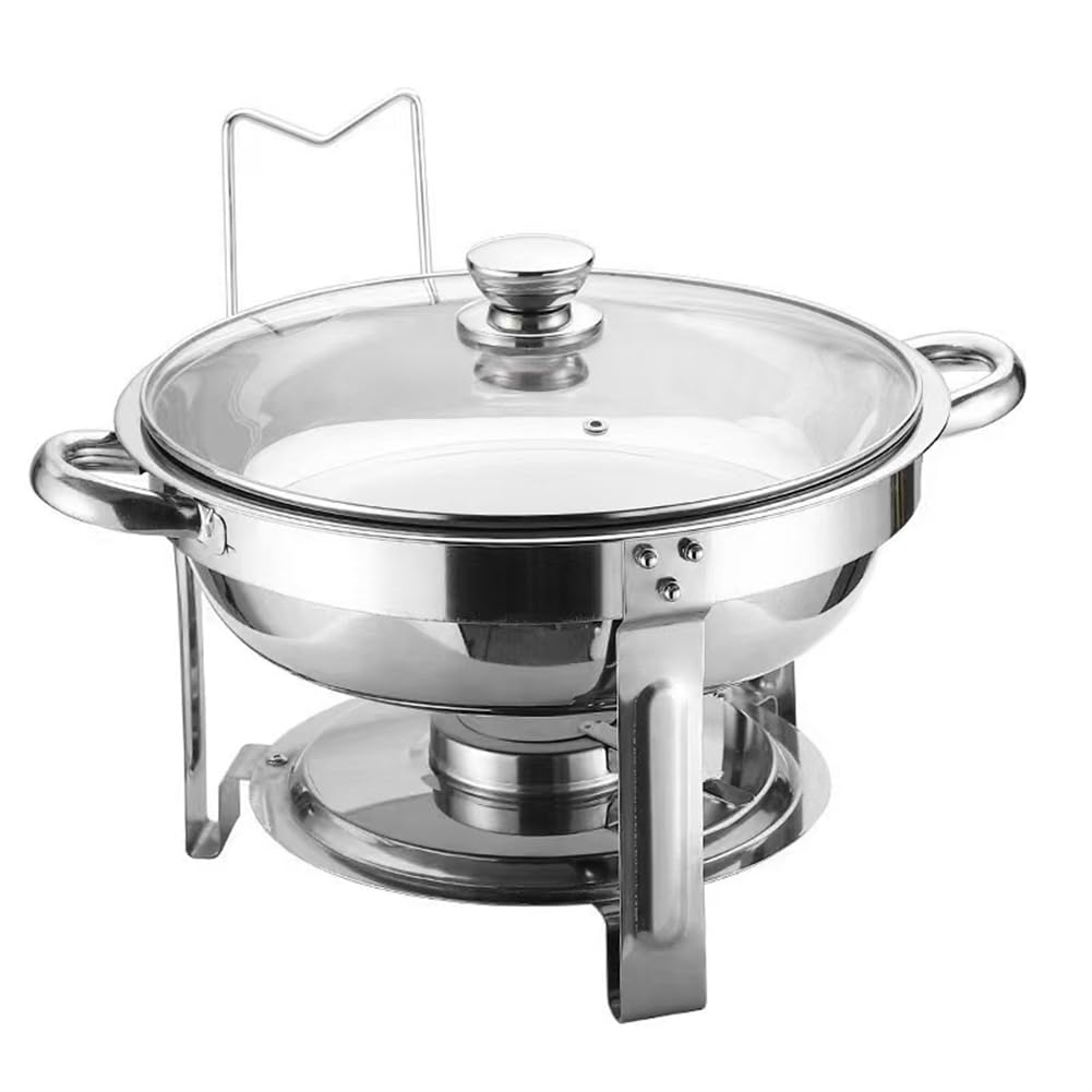 JKJZSALJ 4.5L Stainless Steel Buffet Warming Tray With Lid & Holder, Hot Food Warmer For Parties And Gatherings
