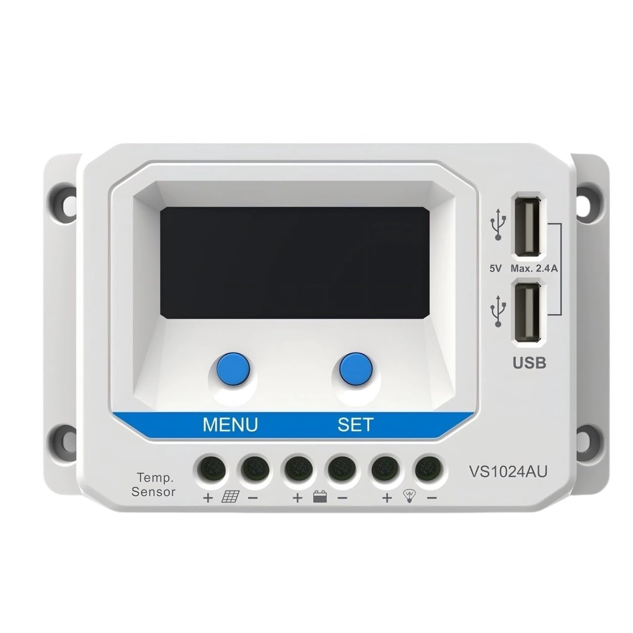 Kontroler ładowania słonecznego, 10A 12V/24V Regulator Słoneczny Wyświetlacz LCD Podwójne Gniazdo USB VS1024AU
