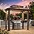 Aoxun Grill Gazebo 8 x 5FT, Aluminum BBQ Gazebo with Double Polycarbonate Top, Grill Canopy Hardtop with Shelves for Lawn, Patio, Garden