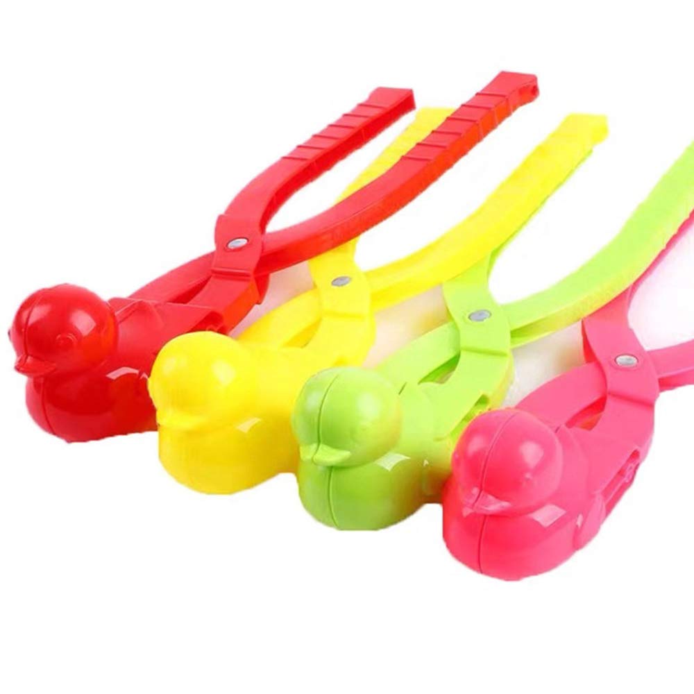 E-zoe Snow Duck Cartoon Clip,Cartoon Duck Snowball Maker Clip Snowball Maker Toys for Kids Snowball Fight Beach Player (Color Random) (4 PCS)