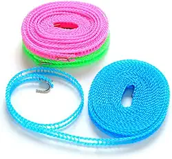 Kit de 3 Cordas Ajustáveis Varal para Roupa 5Mts cada uma Total 15Mts - Cores Diversos