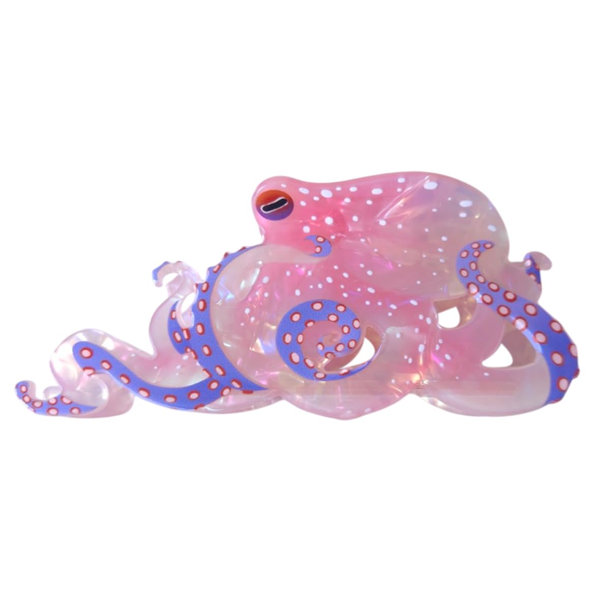 Pinzas de pelo de pulpo de fantasía, pinzas de acetato para el cabello, pinzas de garra de pulpo oceánico para mujer, color rosa claro