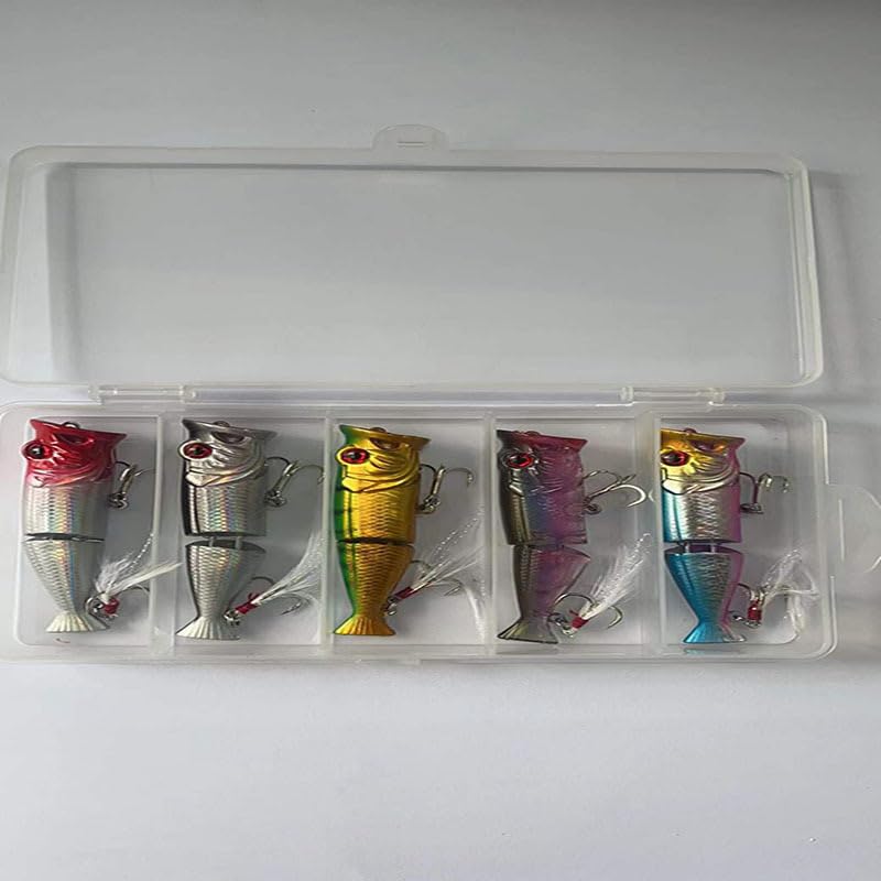 LUOLINGONGJUE® Two Section Lure Bait with Feather Three Hooks and Wave Climbing Action for Surface Fishing | Gray 3