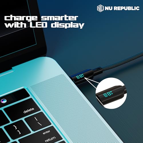 Image of Nu Republic Blaze Fusion Spot 100W with Over 70K bend life, 60K insertion tested, Powerblitz Technology, Led Display Indicator, Nylon Braided Carbon Data Charging Cable (Type-C To Type-C, Black)