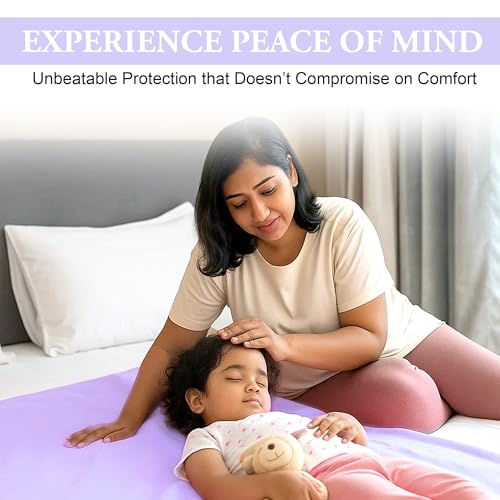 Image of GLUN Quick Dry Absorbent Baby Bed Sheet for Mattress Protector, Pack of 2 Baby Pleasing Lavender Bed Sheet, Size 50x70cm, Waterproof, Quick Drying, Anti-Itching Cloth