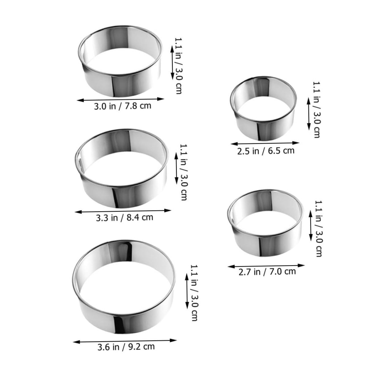 Ciieeo 1set Stainless Steel Circle Cookie Cutters Non-Stick Mousse Mold for Baking Cake Decoration and Pastries Reusable Molds for Cookies and Donuts