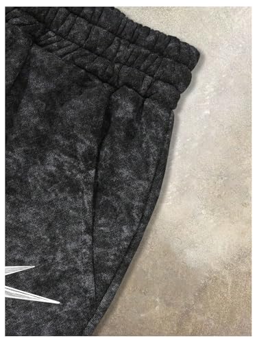 GORGLITTER Men's Letter Graphic Track Shorts Y2K Straight Leg Basketball Drawstring Acid Wash Shorts4