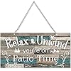 10 x 5 inch outdoor patio sign decoration metal signs decor patio decor backyard porch wall art decor balcony gazebo accessories relax sign for christmaswhite words with vivid base  urban country home decor