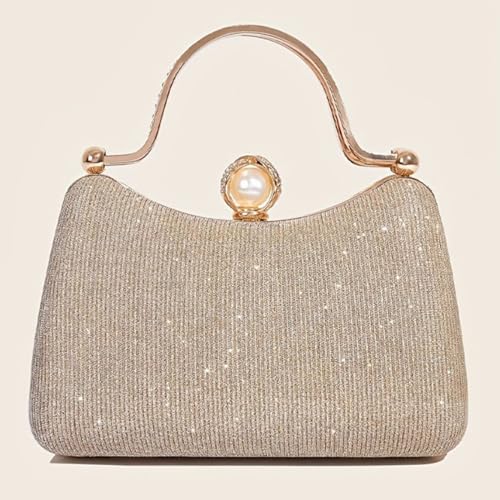 Image of Clutch Purses for Women Handbags Shiny Sequin Wedding Clutch Cross Body Bag Purses with Chain,Wedding Prom Party Club,Gold