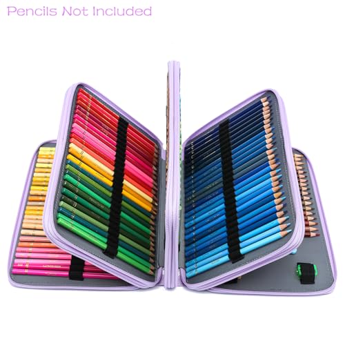 Image of YOUNGCOL 200 Slots Colored Pencil Case Color Pencil Organizer Storage Large Capacity Pencil Holder (Purple, 200 Slots)
